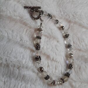 Sterling silver & iridescent bead 925 bracelet